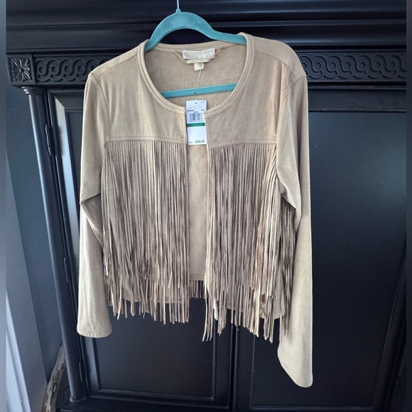 Michael Kors Tan Fringe Leather Jacket - Picture 2 of 2